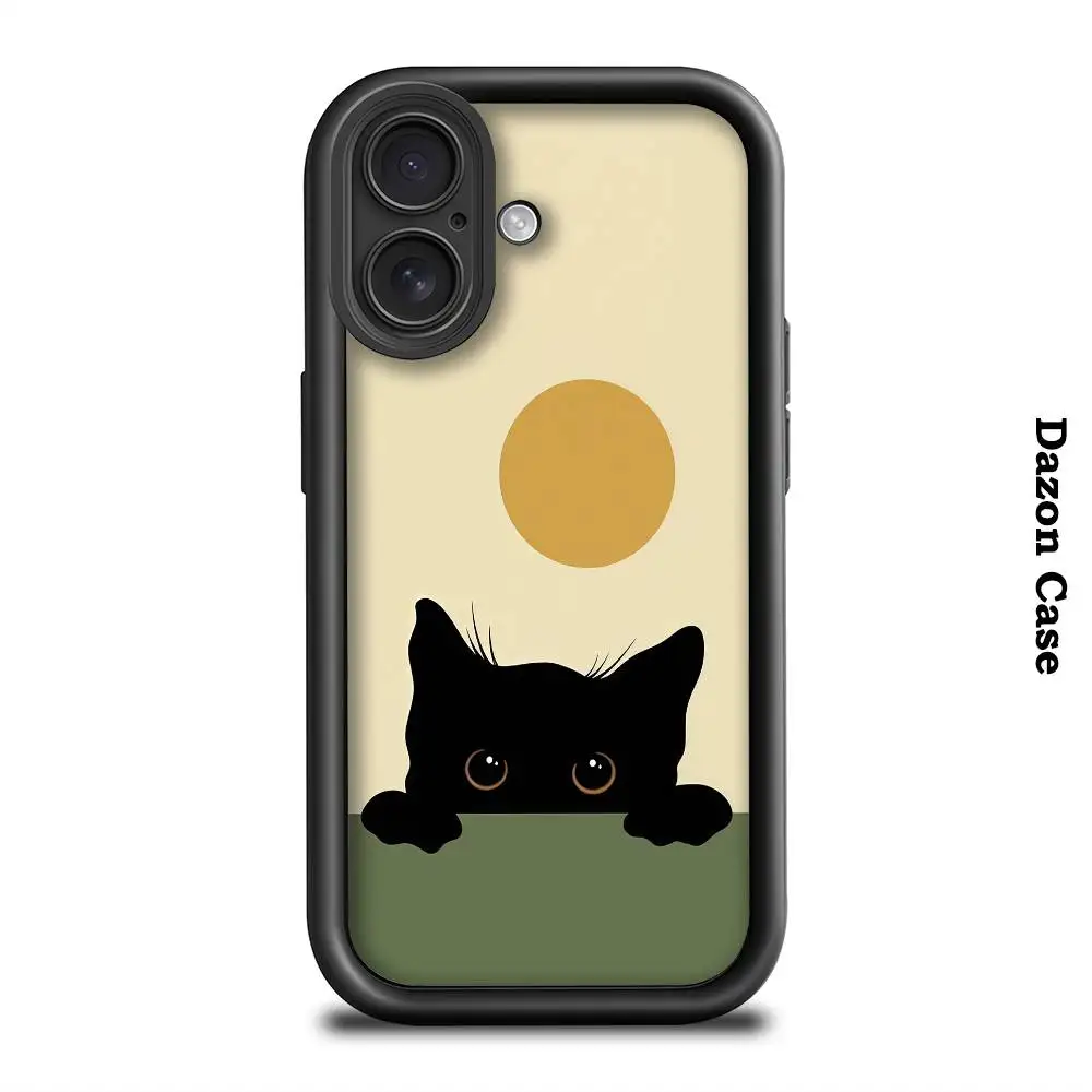 Фото Чехол для телефона Black Cat Outcrop Черный матовый чехол для iPhone 16, 15, 14, 13, 12, 11 Pro Max, чехлы на заднюю крышку №1