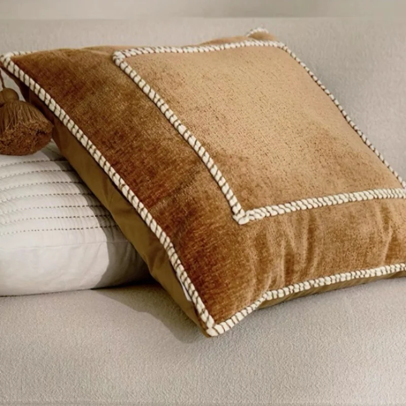 Квадратные подушки с вышивкой роскошный оранжево-коричневый чехол для винтажный