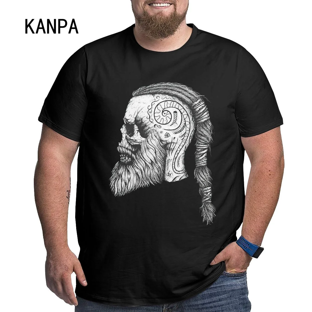 

Bearded Viking Skull Ragnar T Shirt Valhalla 100% Cotton Tops Novelty Crewneck Big Tall Tee Shirt Oversized 4XL 5XL 6XL T-Shirt
