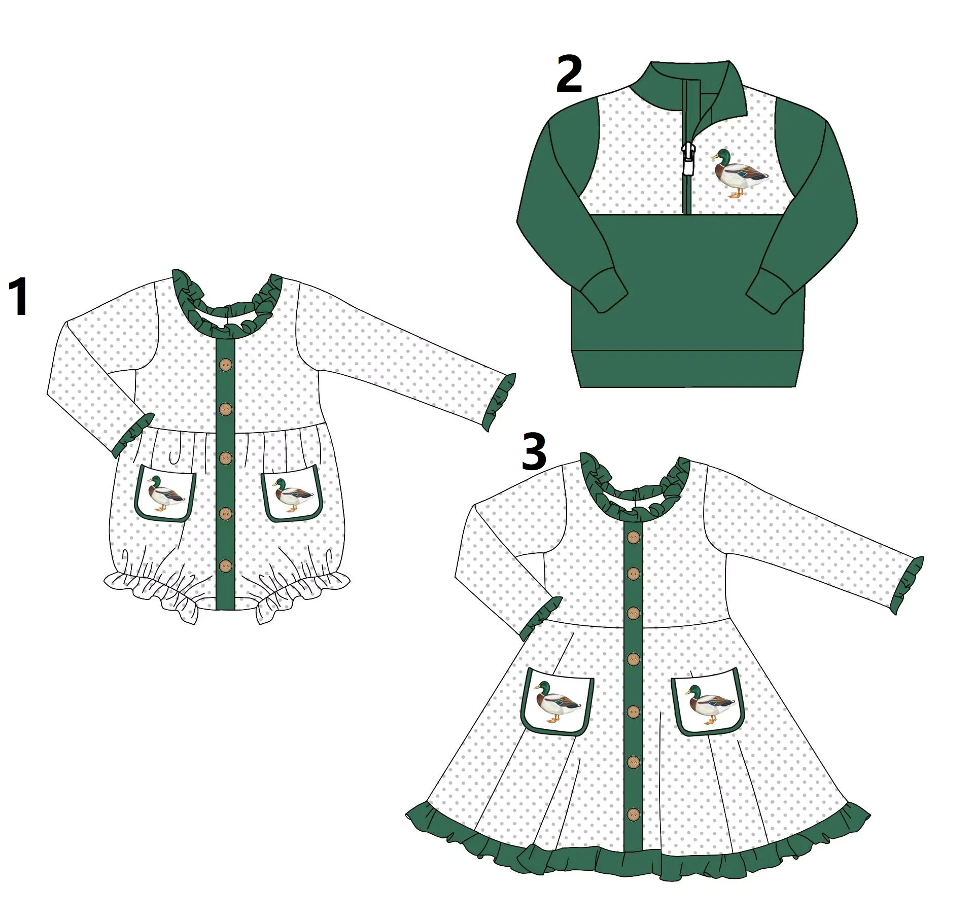Осенний зеленый серый костюм в горошек с принтом утки для мальчиков платье