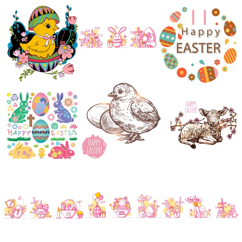 

Colorful Easter Eagles Iron on Transfers for Clothing Thermoadhesive Patches Sticker Duck Clothes Cheap Items with Free Shipping