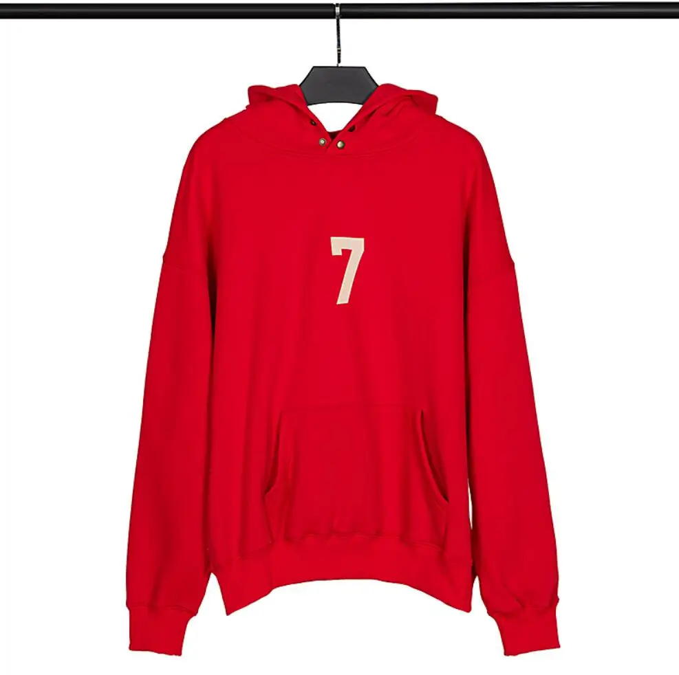 

autumn and winter new season seventh main line high street number 7 flocking red couple sweater hoodie
