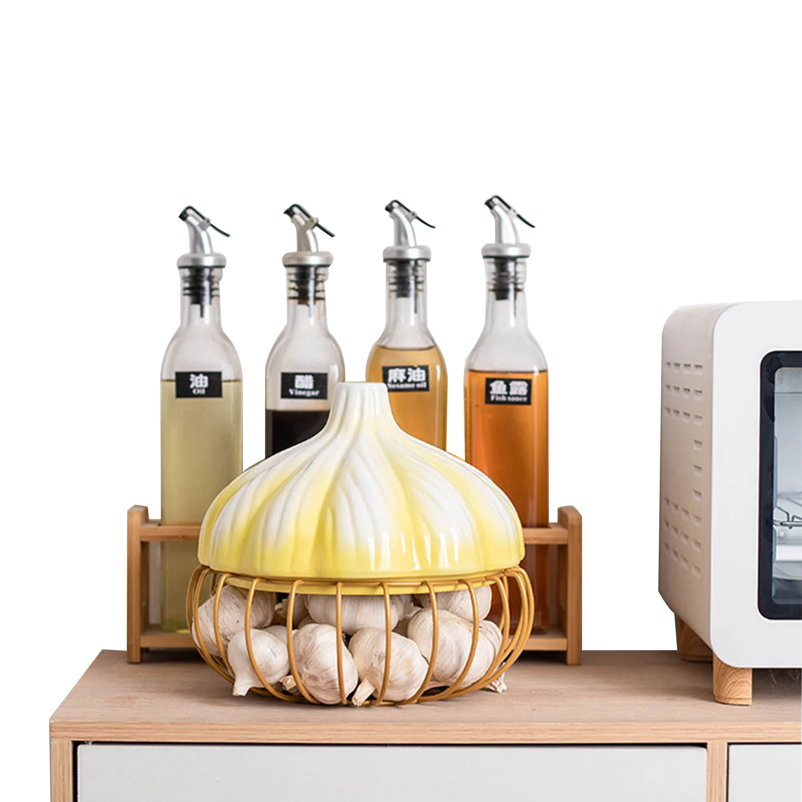 

Керамическая железная корзина для хранения чеснока и яиц, контейнер, кухонные принадлежности, кухонная утварь