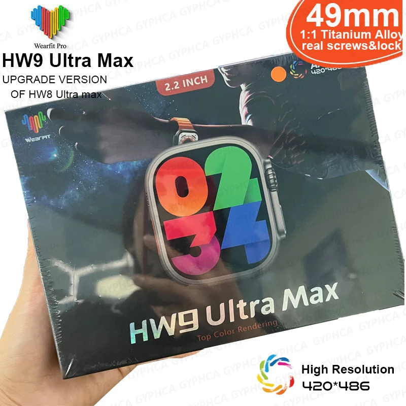 

Wholesale HW9 Ultra Max SmartWatch 2.2" High Resolution Screen Series 9 Compass NFC Bluetooth Call Sport Smart Watch PK HK8 HK9