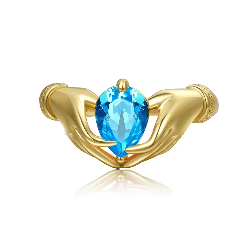 

Trendy Luxury Copper Alloy Gold Plated Hand Rings With Loving Heart Zircon