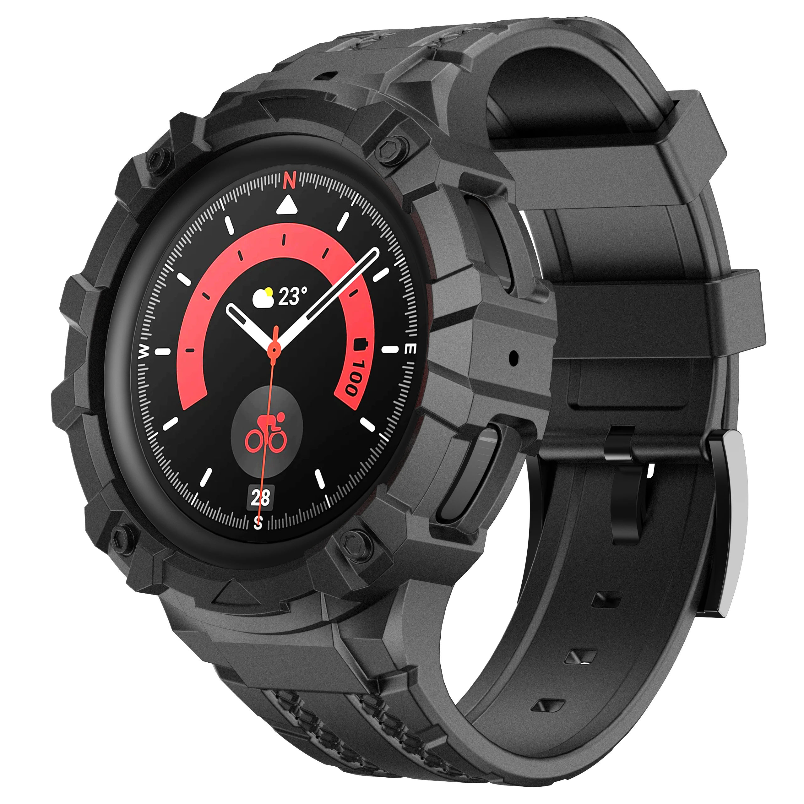 

ANBEST 46MM Silicone Watchstrap For Samsung Galaxy Watch 4 Conjoined Sport Wristband Smartwatch Replacement Uni-Body Bracelet