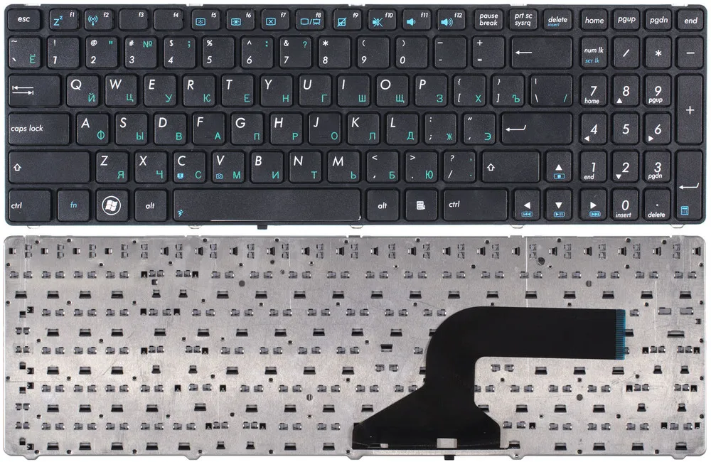 Клавиатура черная с черной рамкой для Asus N53SN