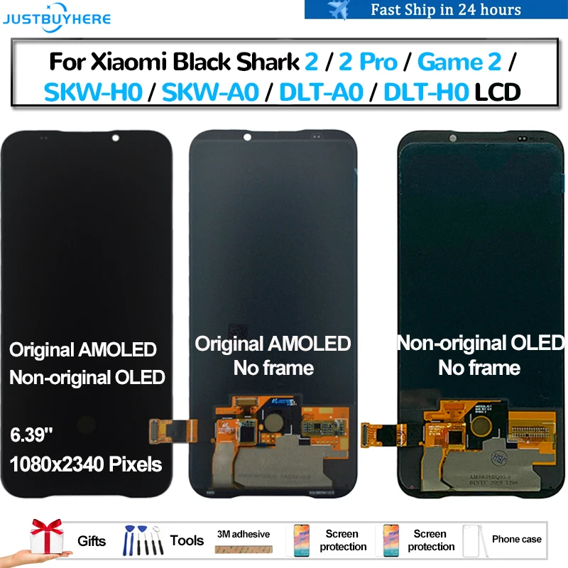 Original AMOLED For Xiaomi Black Shark 2 2 Pro Game 2 Pantalla lcd Display Touch Panel Screen Digitizer Assembly Repair OLED LCD