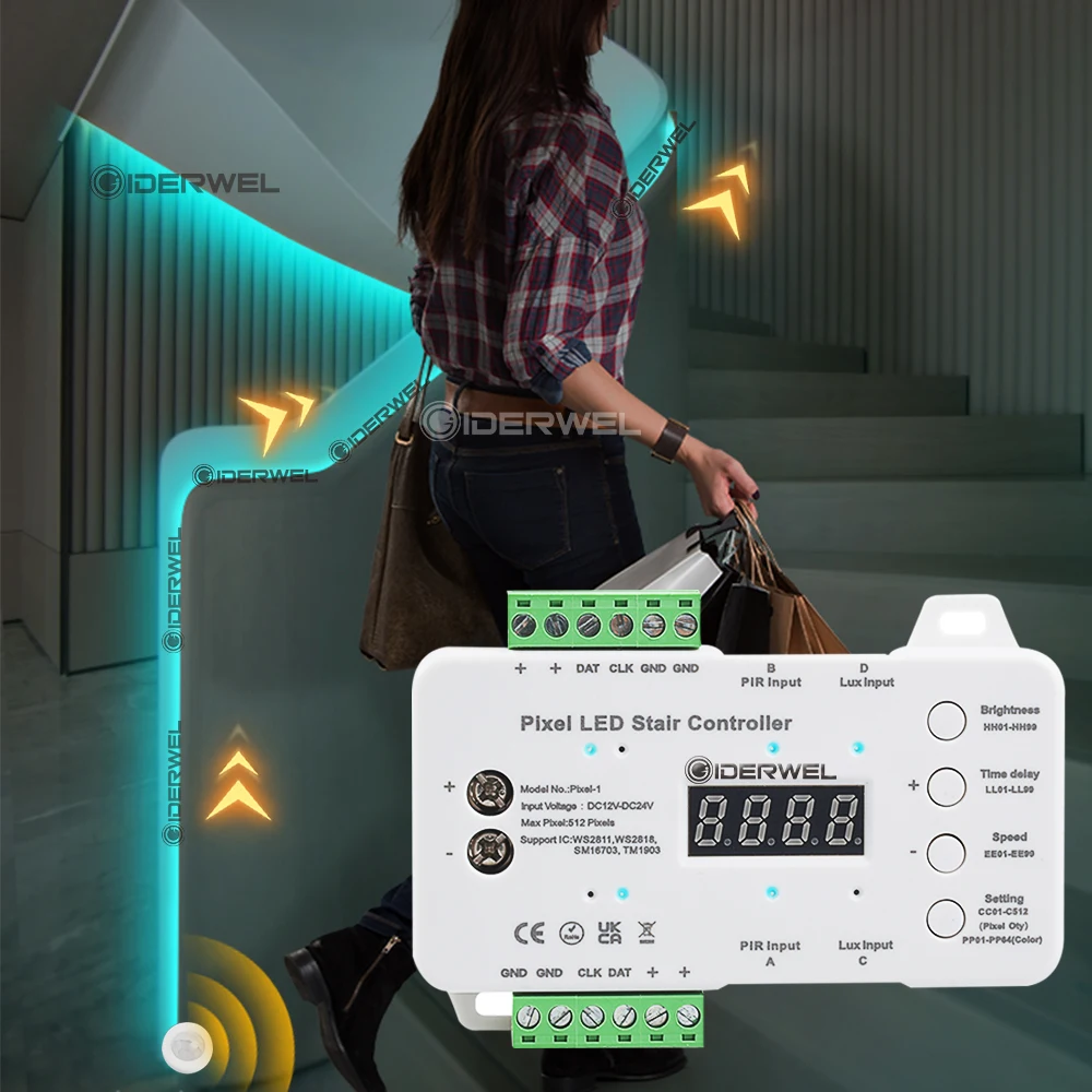 Motion Sensor LED Stair Light Strip Dimming PIR Streamline Flexible Light Under Cabinet DC24V RGB LED Strip Follow The Footstep