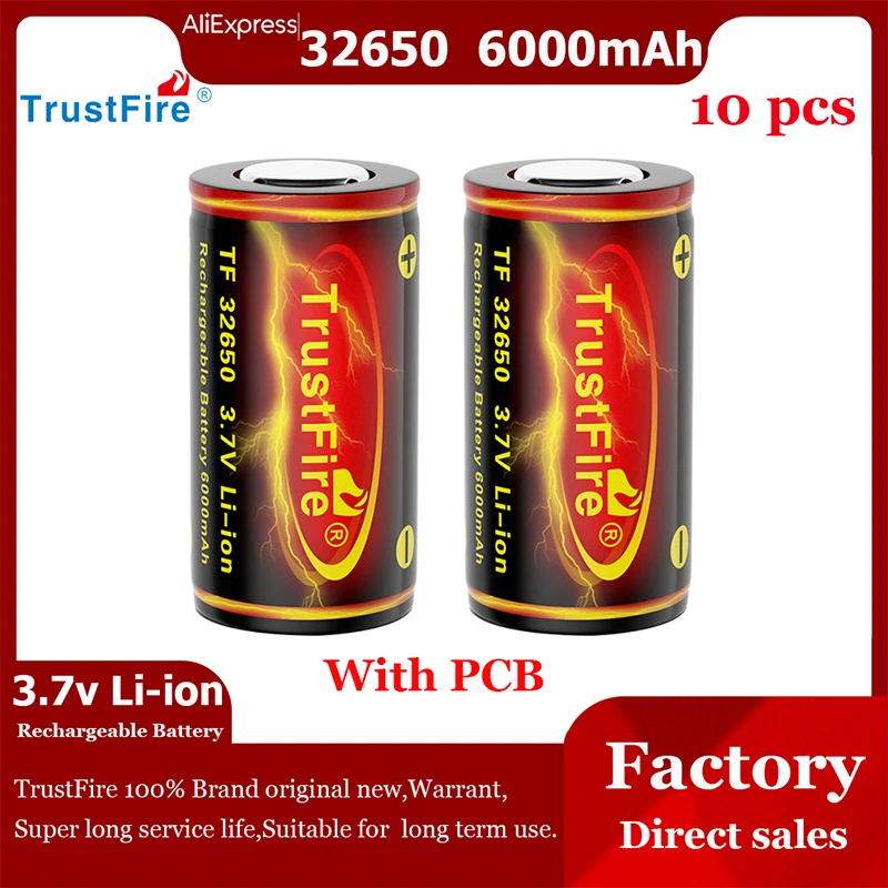 

32650 Lithium Battery 6000mAh 3.7V Rechargeable Li Ion Battery Cells Protected Button Top For DF30 Flashlight Digital Products