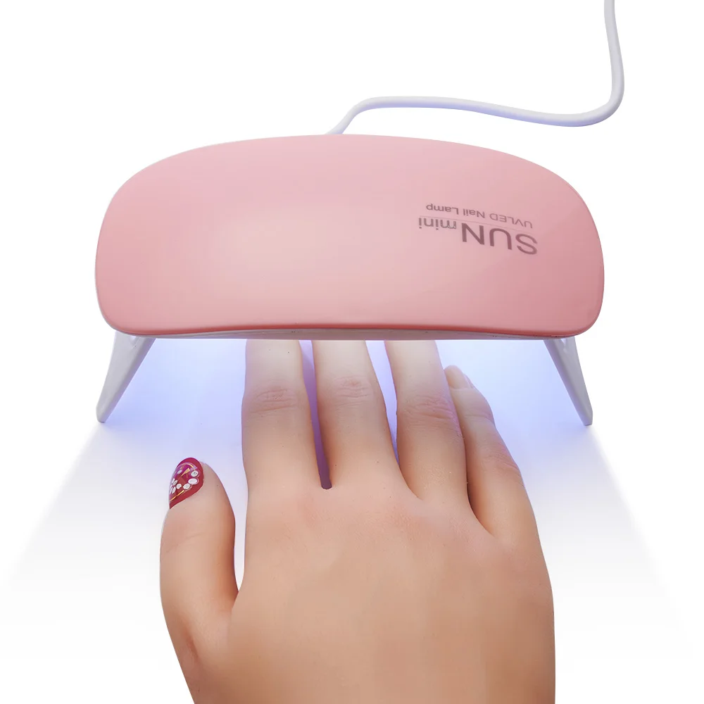 

Nail Dryer LED Nail Lamp 6W UV Lamp For Curing Gel Nail Polish White/Pink Color Manicure Nail Lamp Portable with USB Cable