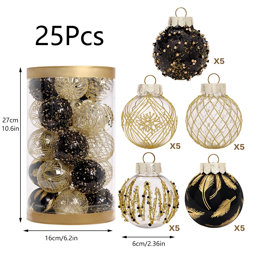 

25Pcs Christmas Bulbs Ornaments Christmas Tree Pendants Ornaments Black Costumes Home Decoration Christmas Supplies