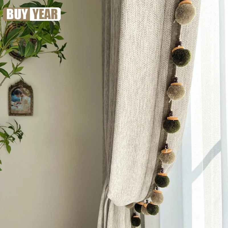 Двусторонние синельные современные простые темно-зеленые кружевные шторы в