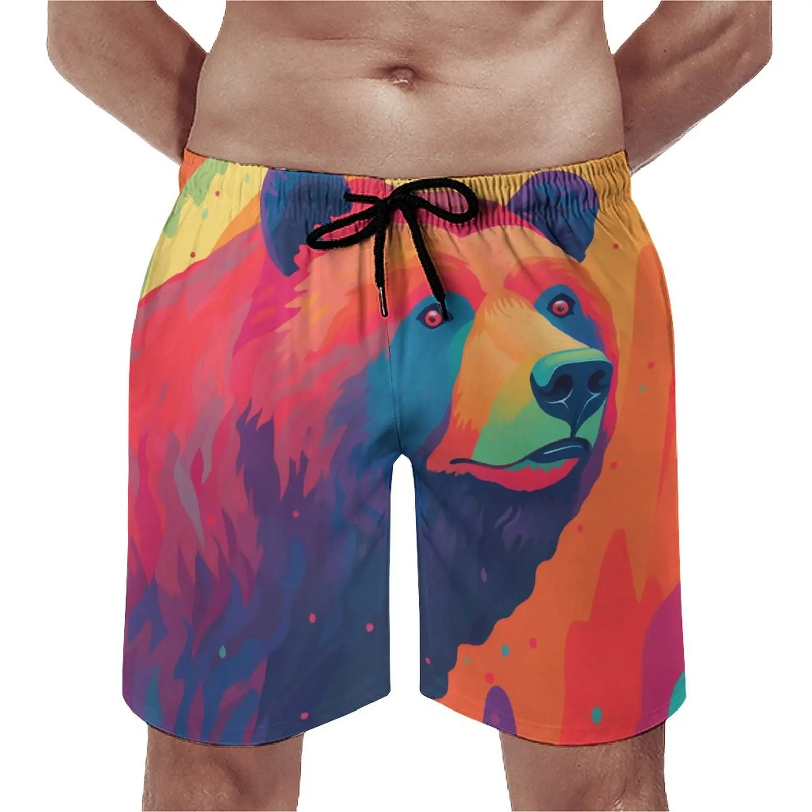 

Bear Board Shorts Summer Neo Fauvism Fashion Beach Shorts Man Sports Surf Quick Dry Design Swim Trunks