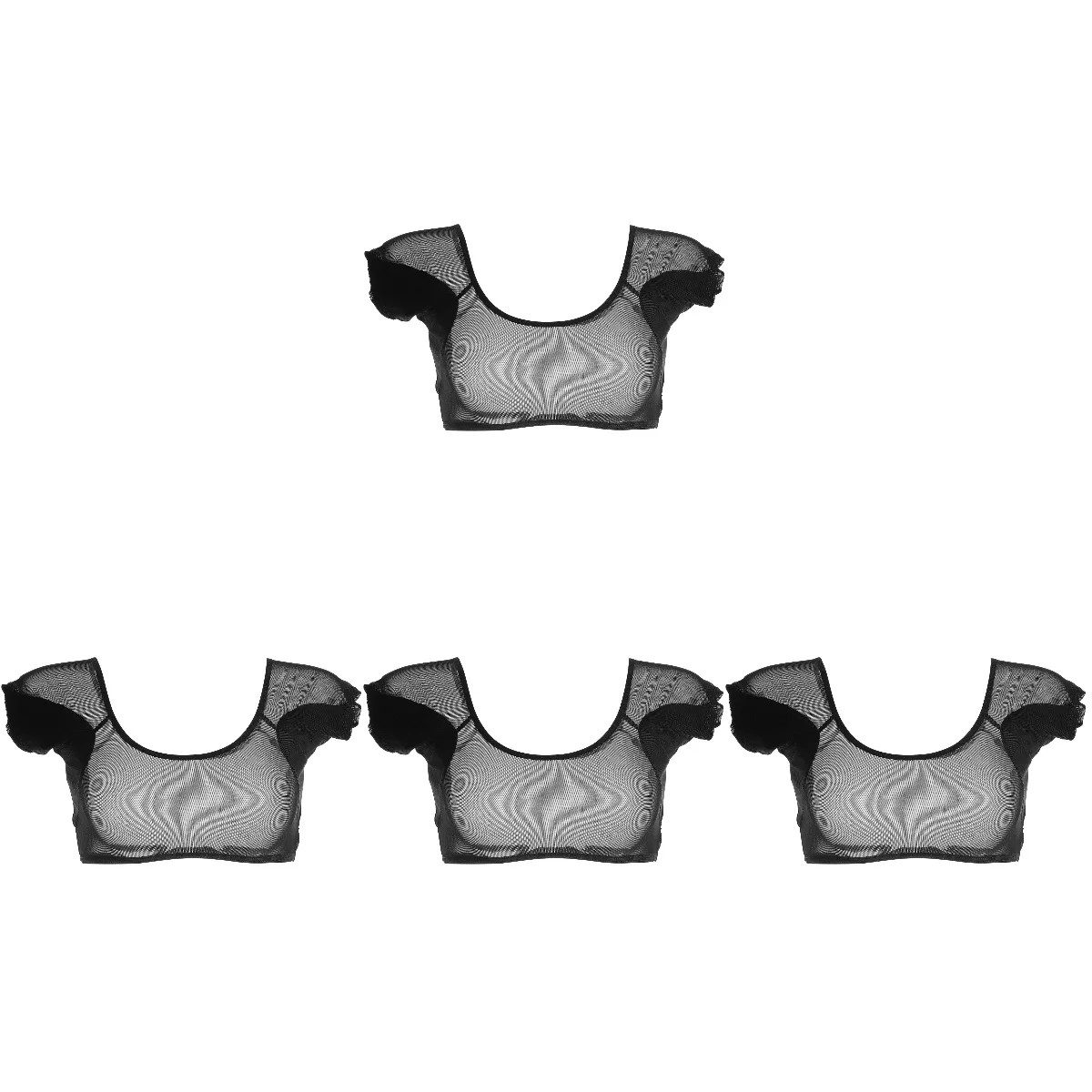 

4 PCS Mens Gym Shirts Mesh Sweatshirt Girl Vest Washable Absorb 37x29cm Armpit Black Underarm Milk Silk Quick-drying Material