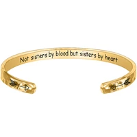 2022 wide 6mm stainless steel open bangle bracelets for women trendy party jewelry sister by heart bracelets fashion