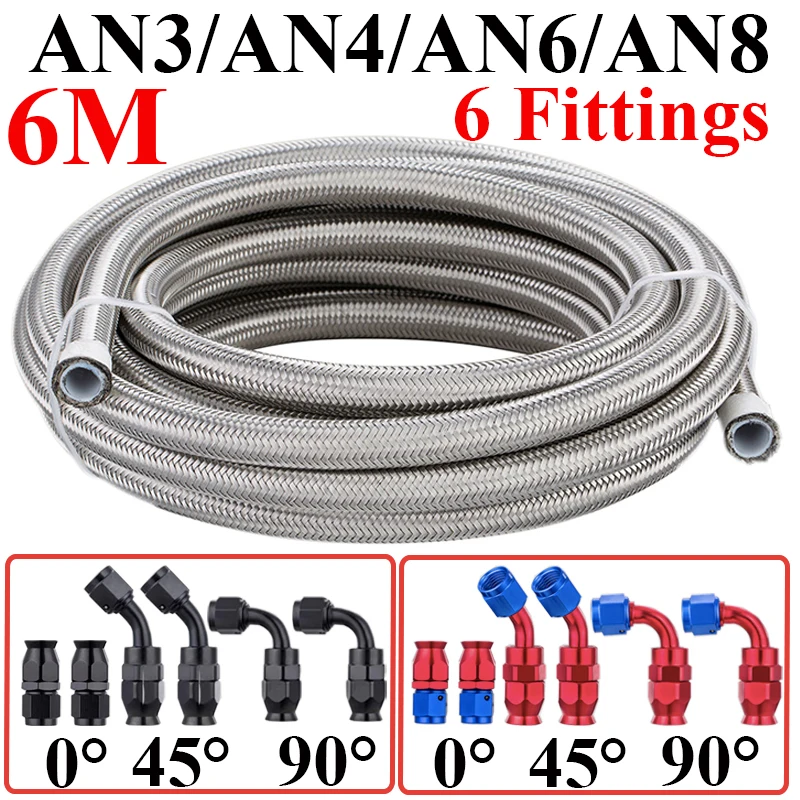 6M AN3 AN4 AN6 AN8 E85 Нержавеющая сталь PTFE Топливный шланг Масло Газовый радиатор Линия