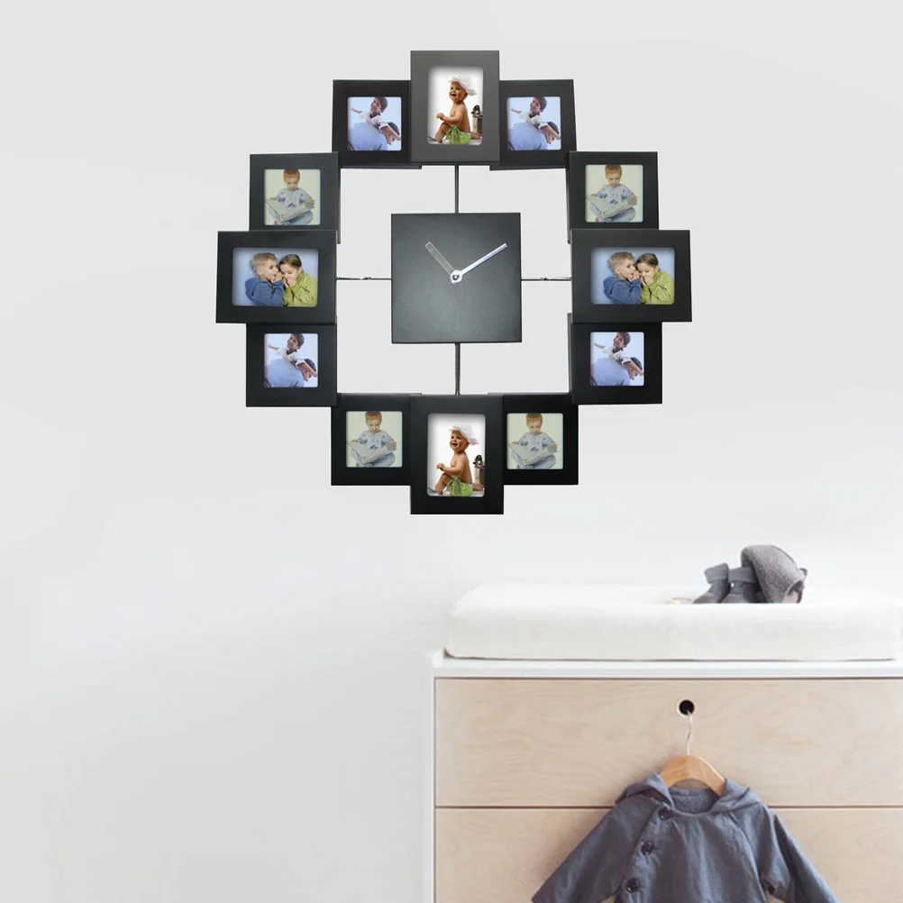 

1PCS Photo Frame Clock Fashion Aluminum Frame Metal Color Paint Hanging Clock without Battery