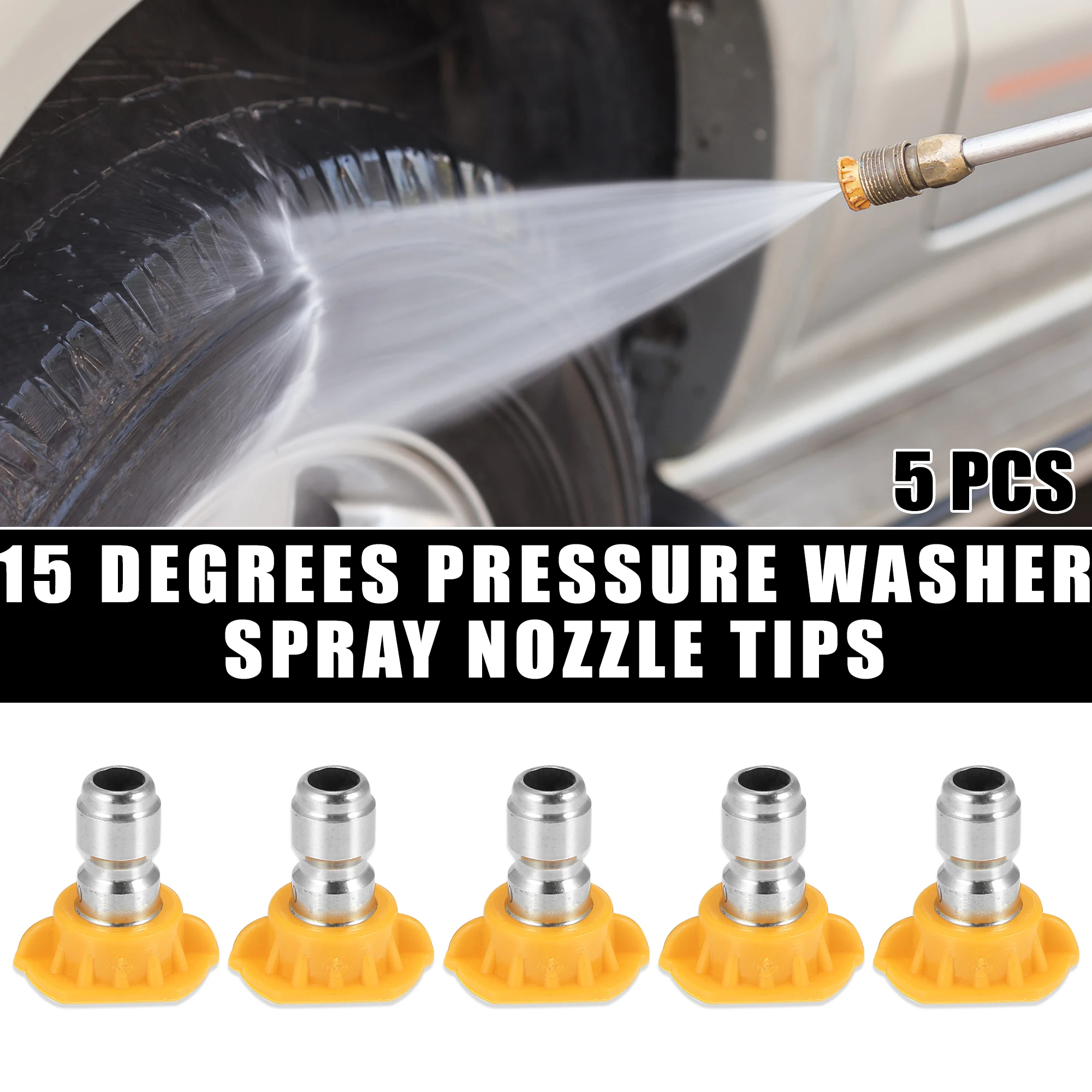 

Uxcell 3/5 Pcs High Pressure Washer Spray Nozzle Tips Quick Connector 0 15 25 40 Degree Water Jet Car Cleaning Accessories