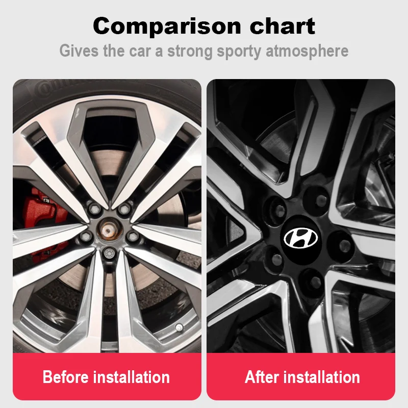 4Pcs Car Accessories Wheel Hub Center Cap Stickers Emblem Decals For Hyundai Accent Tucson I30 IX35 Santa Fe Sonata GV70 G70 - купить по