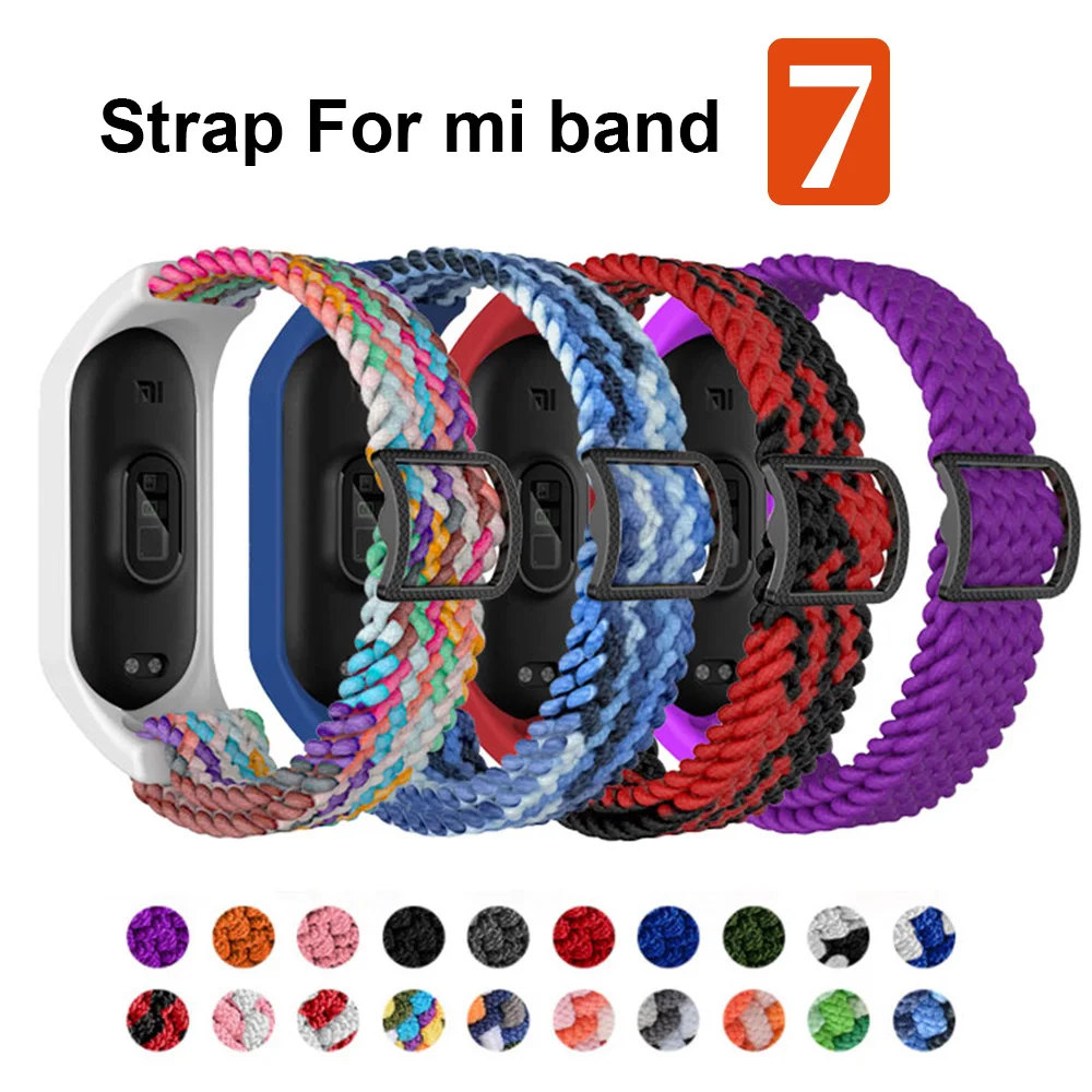 

Strap for Xiaomi Mi Smart Band 7 6 5 Universal Nylon Watchband Bracelet Replacement Sport Color Band Strap Xiaomi Mi Band 7