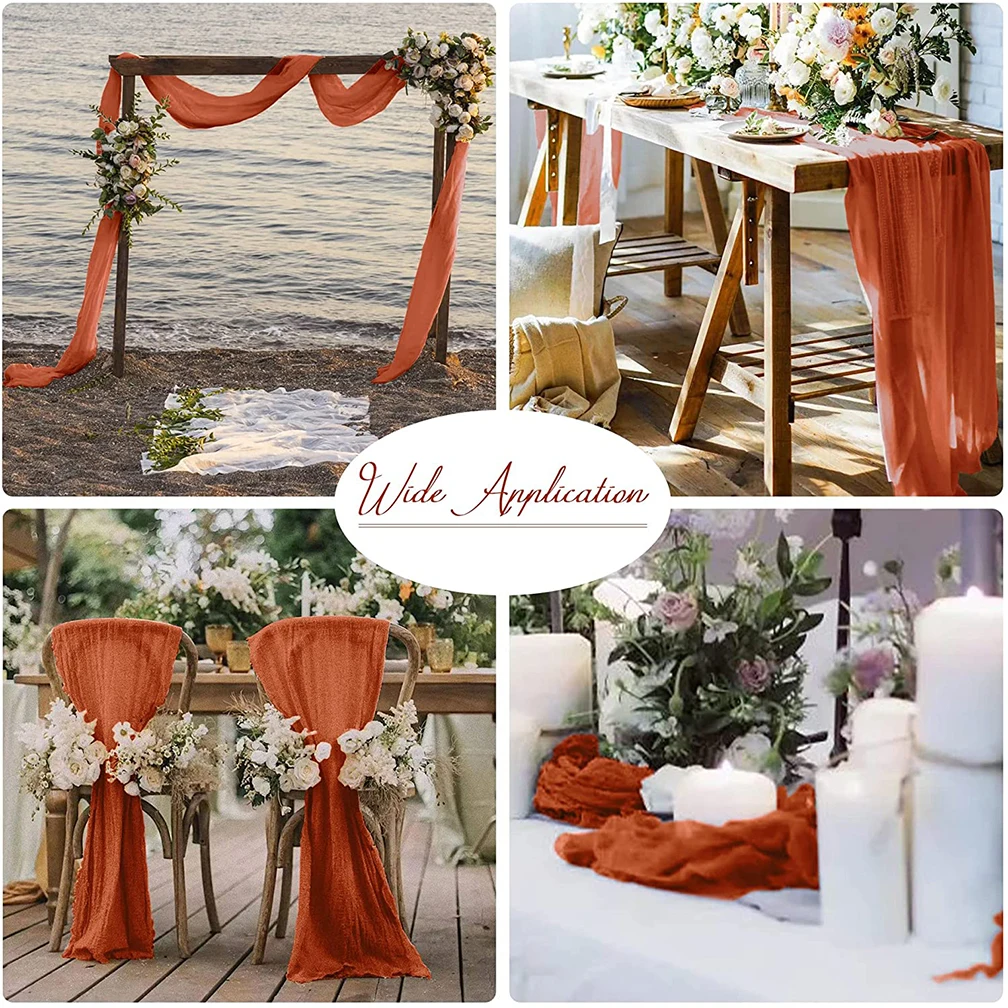 Wedding Decoration Dinner Table Runner Light Airy Feel Gauze Cotton Fabric Rustic Country Boho Beach Wedding Christmas Decor