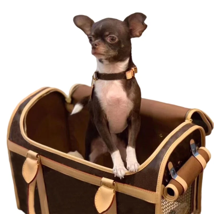 

Original Custom Classic Logo Design Advanced Accessory Material Brand Pet Outing Bag Luxury Dog Carrier
