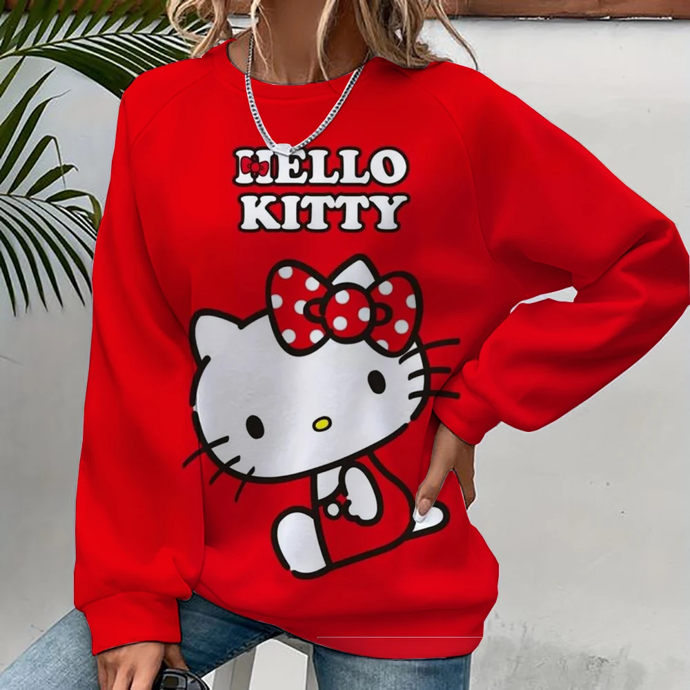 Hello Kitty мультфильм аниме женский пуловер весна осень мужская толстовка с круглым