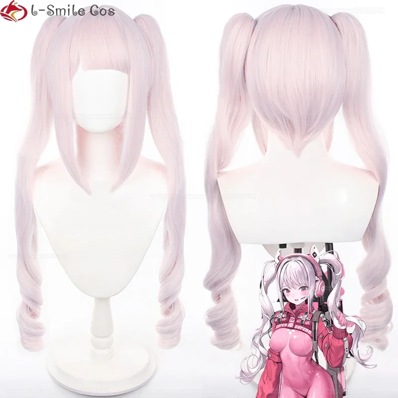 Парик для косплея игры Алиса термостойкие розовые вьющиеся волосы из пони длиной