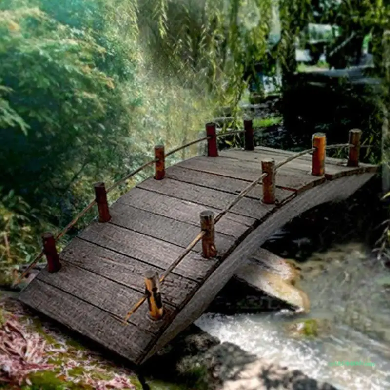 

1:12 Dollhouse Mini Wooden Arch Bridge with Railings Miniatures Fairy Garden Miniature Crafts