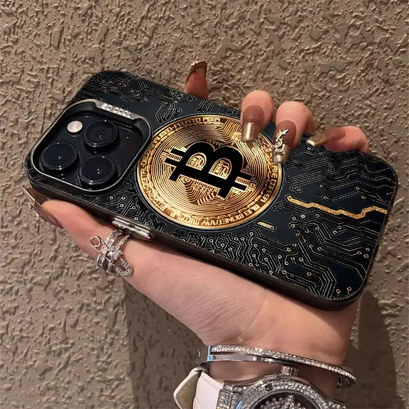 Y2K Luxury Bitcoin B Phone Case for Samsung Galaxy S25 S24 S23 S22 S21 S20 Note20 FE Ultra Plus 4G 5G Anti Fall Matte Back Cover
