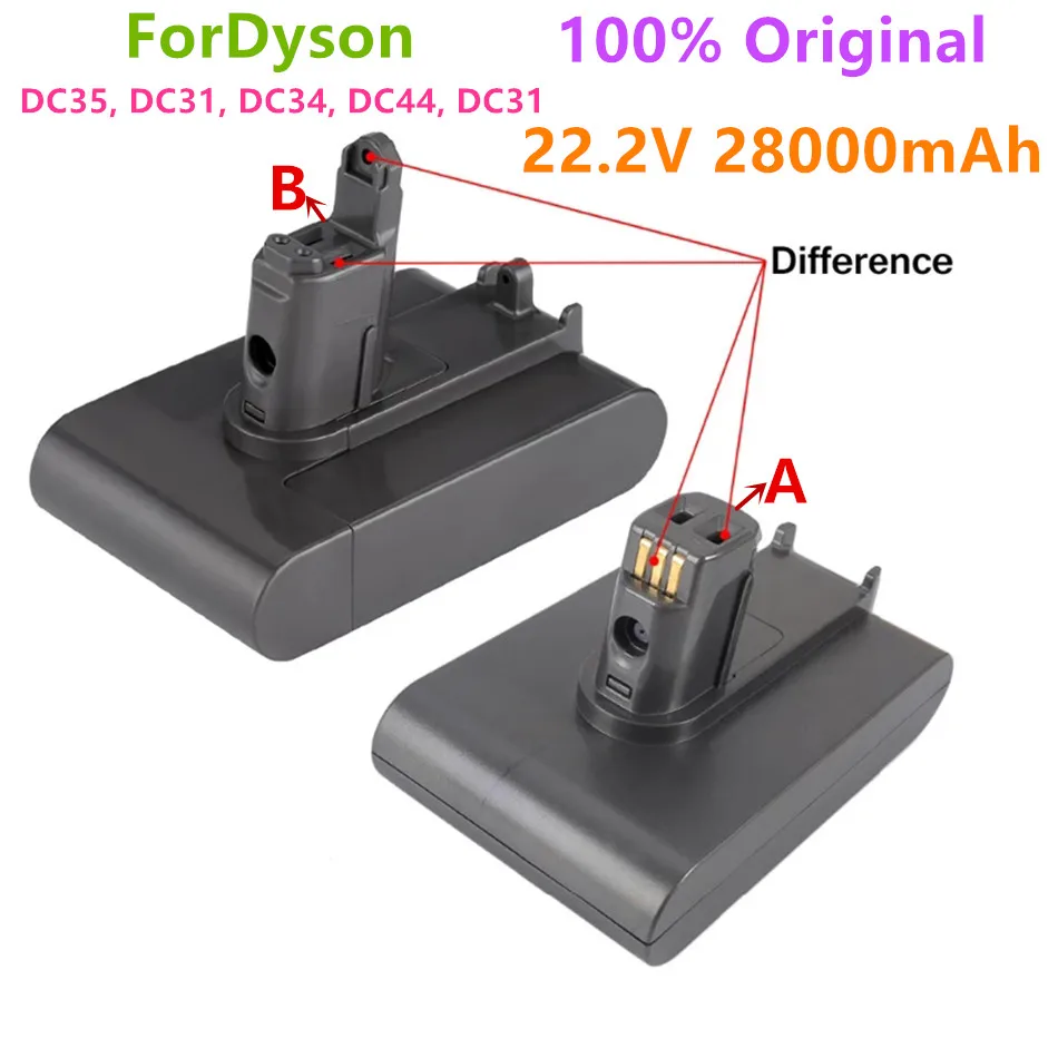 

2022 New 22.2V 28000mAh Li-ion Vacuum Battery A and B for Dyson DC35, DC45 DC31, DC34, DC44, DC31 Animal DC35 Animal & 28Ah