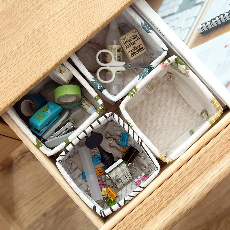 New Desktop Storage Box Foldable Bedroom Desk Stationery Basket Dorm Room Organization |