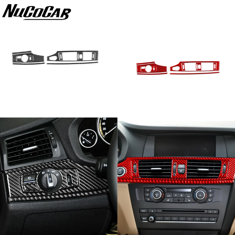 

For BMW X3 F25 11-17 X4 F26 14-17 Carbon Fiber Headlight Switch Dashboard Air Outlet Frame Car Accessories Decorative Stickers