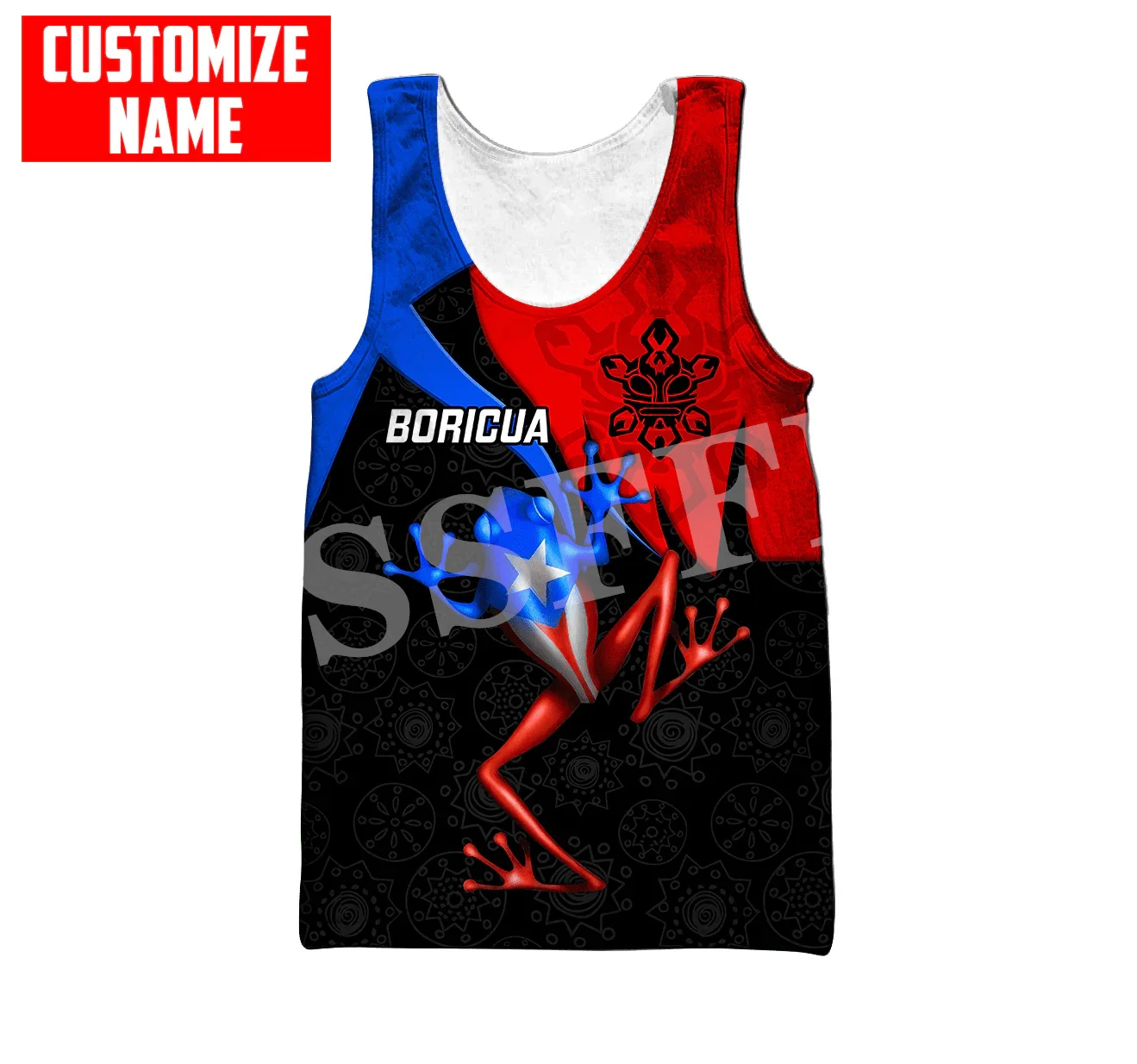 

Custom Name Puerto Rico Boricua Country Tattoo Vintage 3DPrint Men/Women Summer Harajuku Vest Casual Funny Sleeveless TankTop 2X