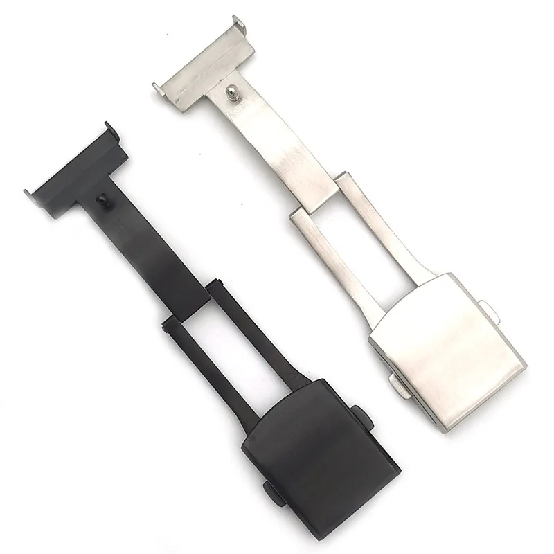 18MM 20MM 22MM High-quality High-grade Light Luxury Silver Black 304 Stainless Steel Double-press Folding Turtle Back Buckle