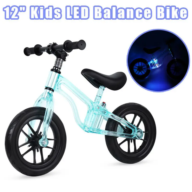 

12" Kids Balance Bike LED Flashing Light Cool No Pedal Bicycle Toddlers Children Training Cycle Scooter For 2-6 Years Old Baby