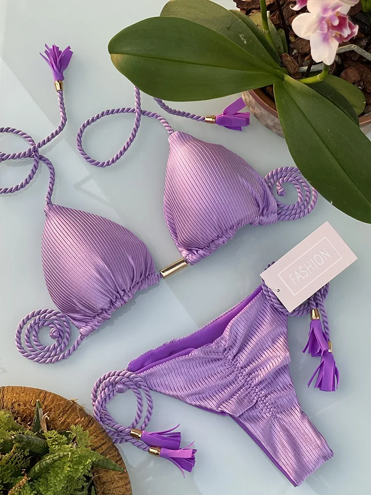 

Bright Bikini Set 2022 Swimwear Swimsuit Woman Sexy Bathing Suits Two-Piece Bikinis Triangle Bandage BrazilianBikini Beachwear
