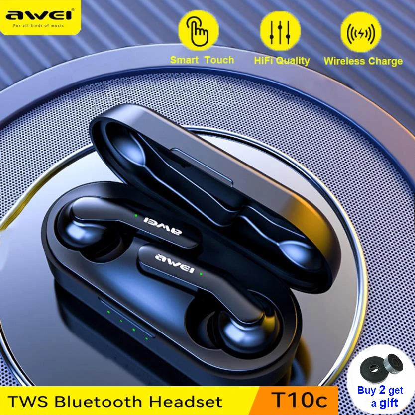Awei T10C TWS Беспроводные Bluetooth Игровые наушники с микрофоном SBC шумоподавление