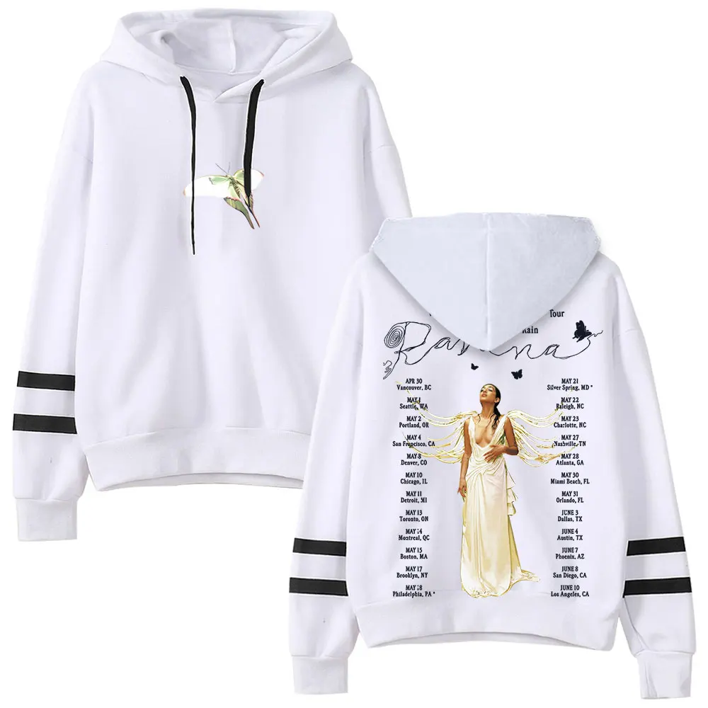 Фото Raveena Where The Butterflies Tour In The Rain 2025 Merch Пуловеры с капюшоном без карманов с рукавами с параллельными перекладинами Уличная одежда №3