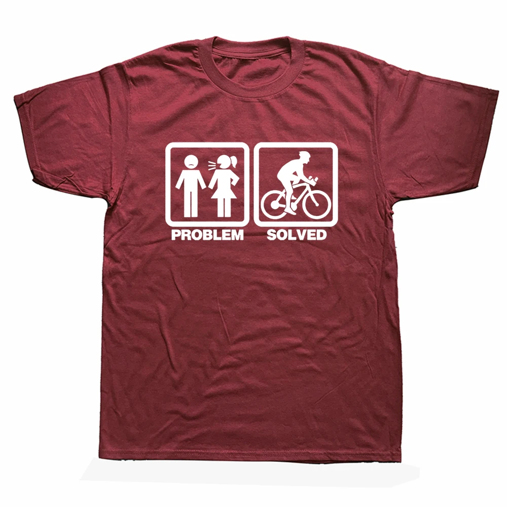 

Problem Solved Cycling Cyclist T Shirt Bike Mens Gift Idea Cool Casual Pride T-shirt Men Colors Fashion Eat Sleep Cycle Tshirt