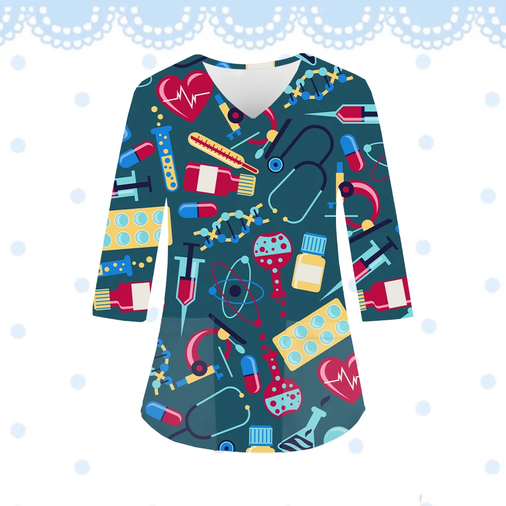 Униформа медсестры с героями мультфильмов 3D принт микроэластичная