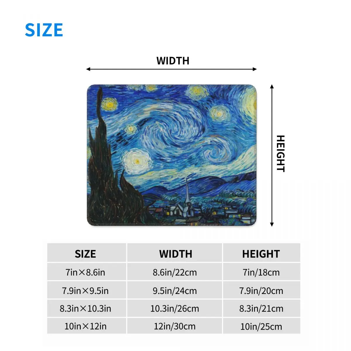 Винсент Ван Гог Звездная ночь коврик для мыши под заказ противоскользящая