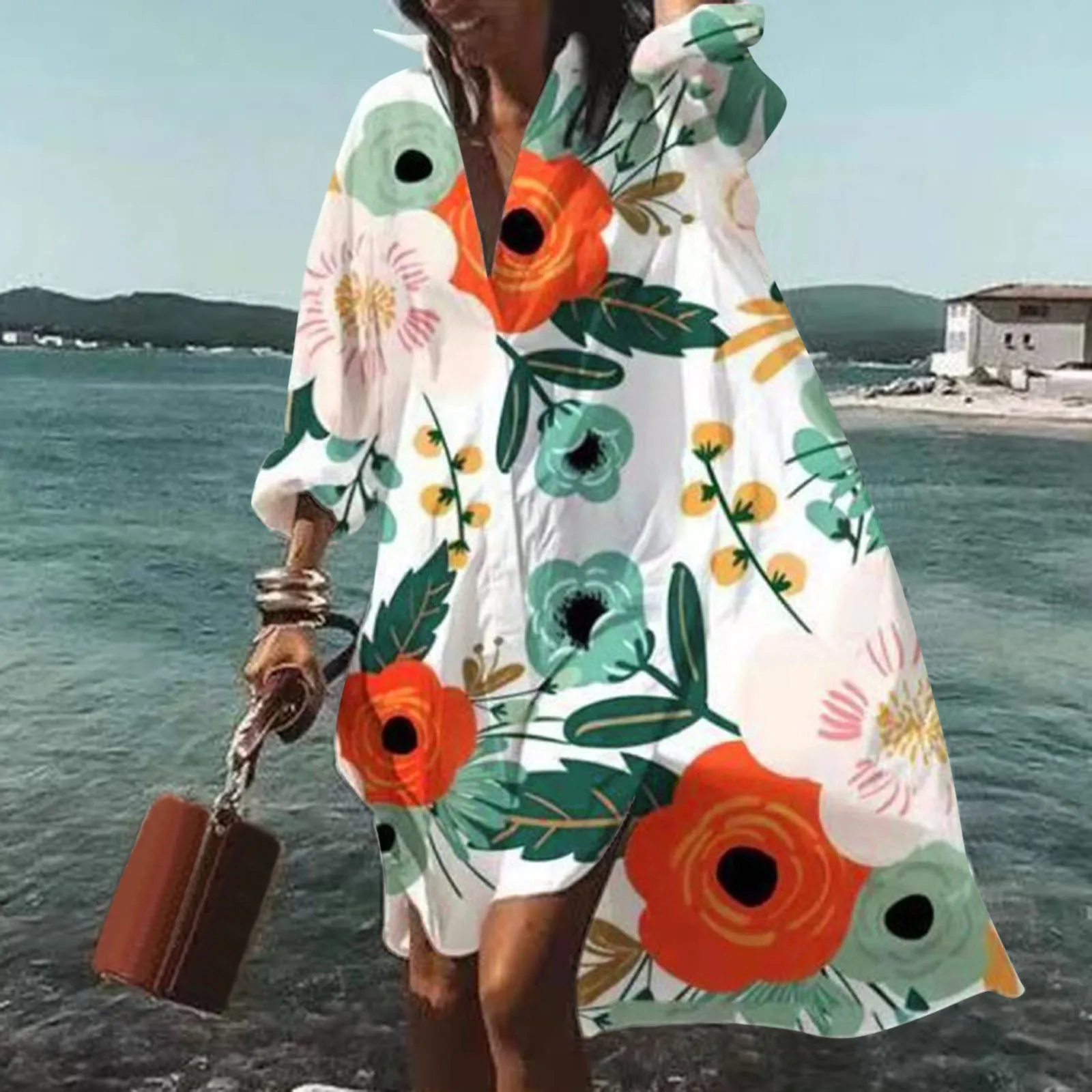 

Boho Beach Shirts Women Summer Button Up Blusa Outwear Elegant Beach Sunscreen Pullover Tops Oversized Loose Кардиган Женский