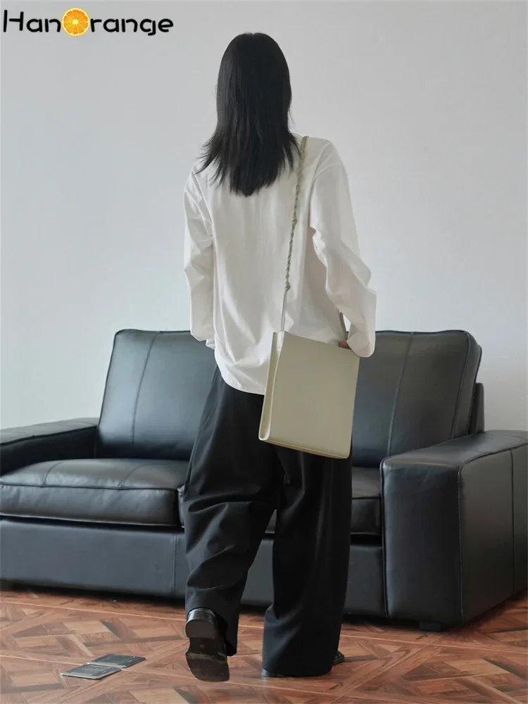 HanOrange 2024 весенне-осенняя простая базовая футболка с круглым вырезом и длинными