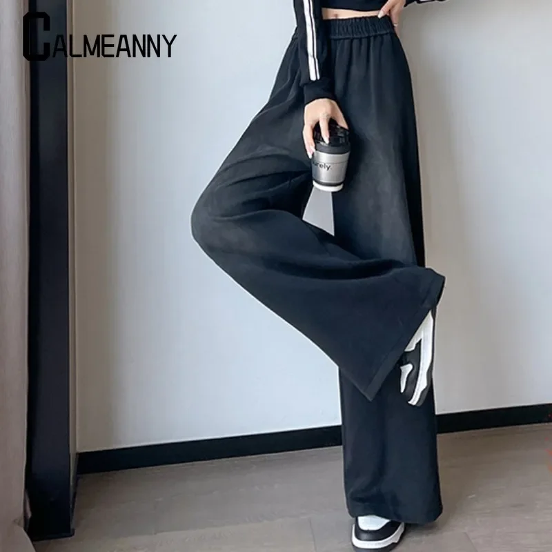 Брюки для женщин 2024 осень-зима утепленные мешковатые широкие брюки женские