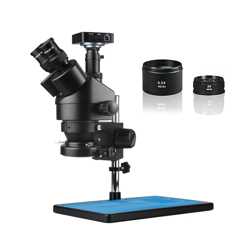 

3.5X 90X Simul-focal Zoom Trinocular Stereo Microscope Industrial 38MP 1080P VGA HDMI Camera For Phone PCB Soldering Repair