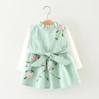 autumn dress t shirt set for baby girls embroidered flowers princess dress long sleeve bow dresses childrens clothing outfit