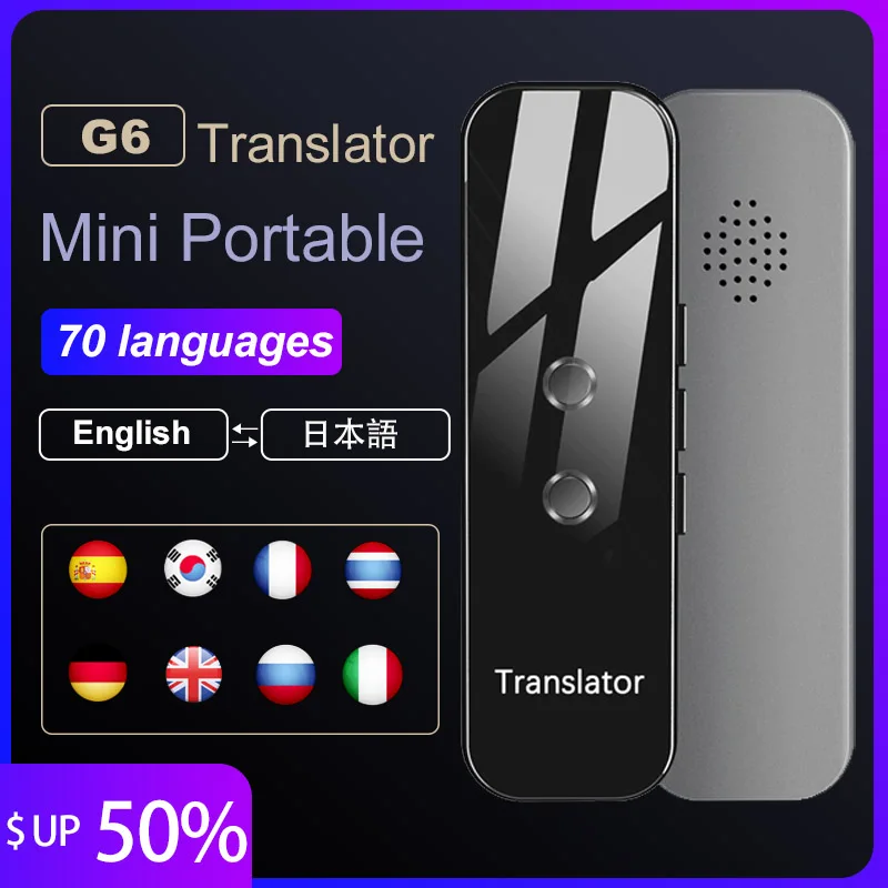 

2022 New G6 Portable Audio Translator instant voice translator Support 72 Languages 3 in 1 voice Text Bluetooth Translator