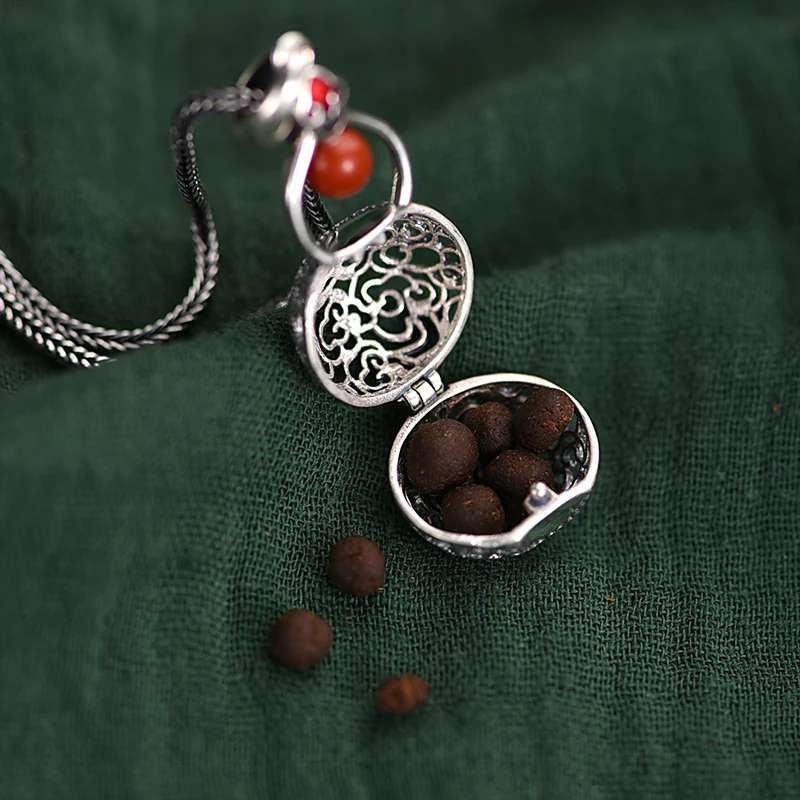 ZABRA из серебра 925 пробы выдолбленный кулон-саше для женщин портативное